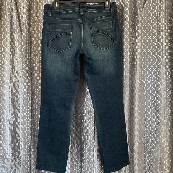 Vertigo Paris Glam Rhinestone Embellished Straight Leg Jeans in Dark Blue Sz 30 - Picture 5 of 7
